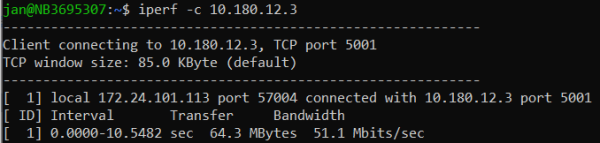  Connection test iperf